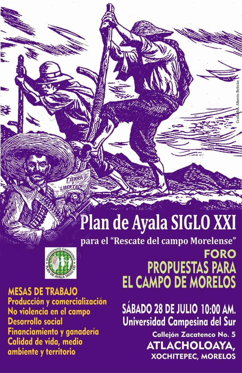 PlandeAyalaSXXI's tweet photo. #MCPASXXl invita a foro de *Propuestas para el campo de #Morelos *  Sábado 28 de Julio 2018. 10:00am
#CuartaTransformación https://t.co/8CqfnhgbMW