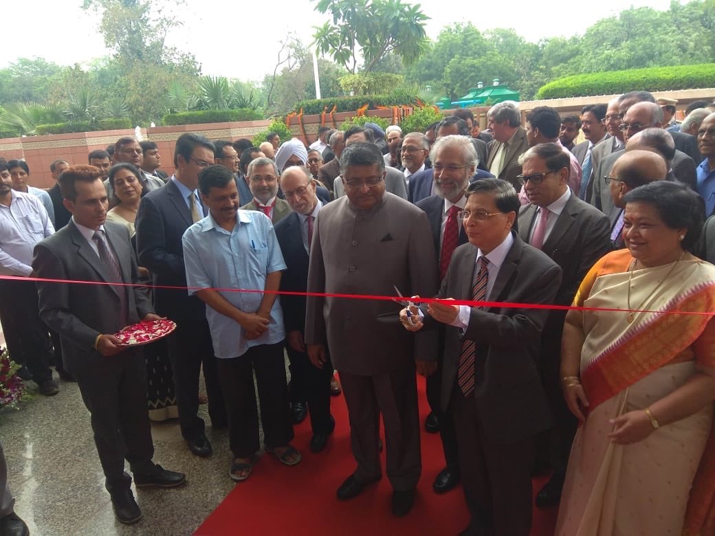 Hon'ble CJI Along with Delhi CM <a href="/ArvindKejriwal/">Arvind Kejriwal</a> , Union law Min. Ravi Shankar Prasad and Delhi PWD Min. <a href="/SatyendarJain/">Satyendar Jain</a>  inaugurated new Court Block of The Delhi High Court at Sher Shah Road New Delhi.