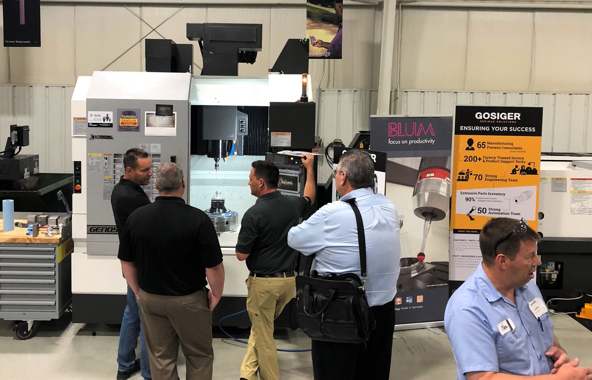 Blum_Novotest's tweet photo. Today #BlumNovotest is at @GOSIGER SummerFest in Indianapolis, IN. Be sure to stop by to see the @OkumaAmerica M460-5ax, equipped with our #RoughnessGauge, used for the precise evaluation of the surface roughness of workpieces. #Gosiger #Okuma #cncmanufacturing #metrology https://t.co/26CKAOc4m2