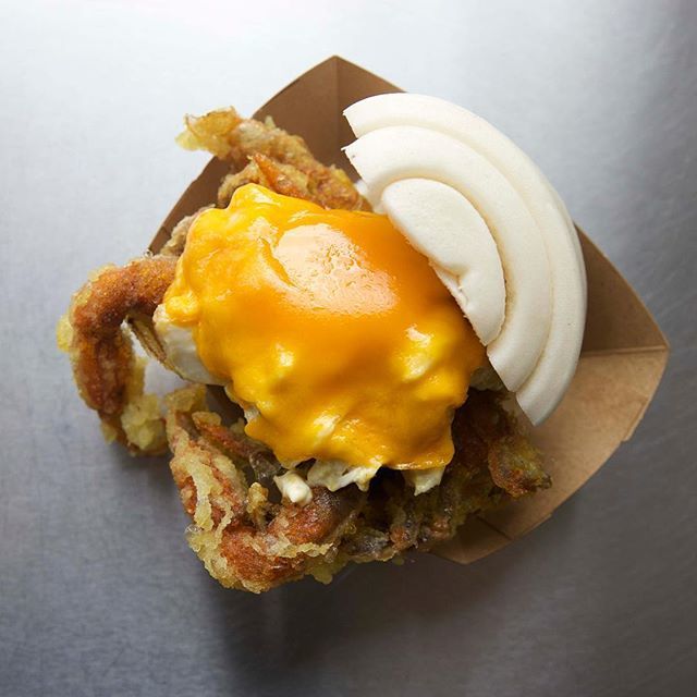 BaoDown to this Salty Bao Bun, 5spice tempura soft shell crab, lump