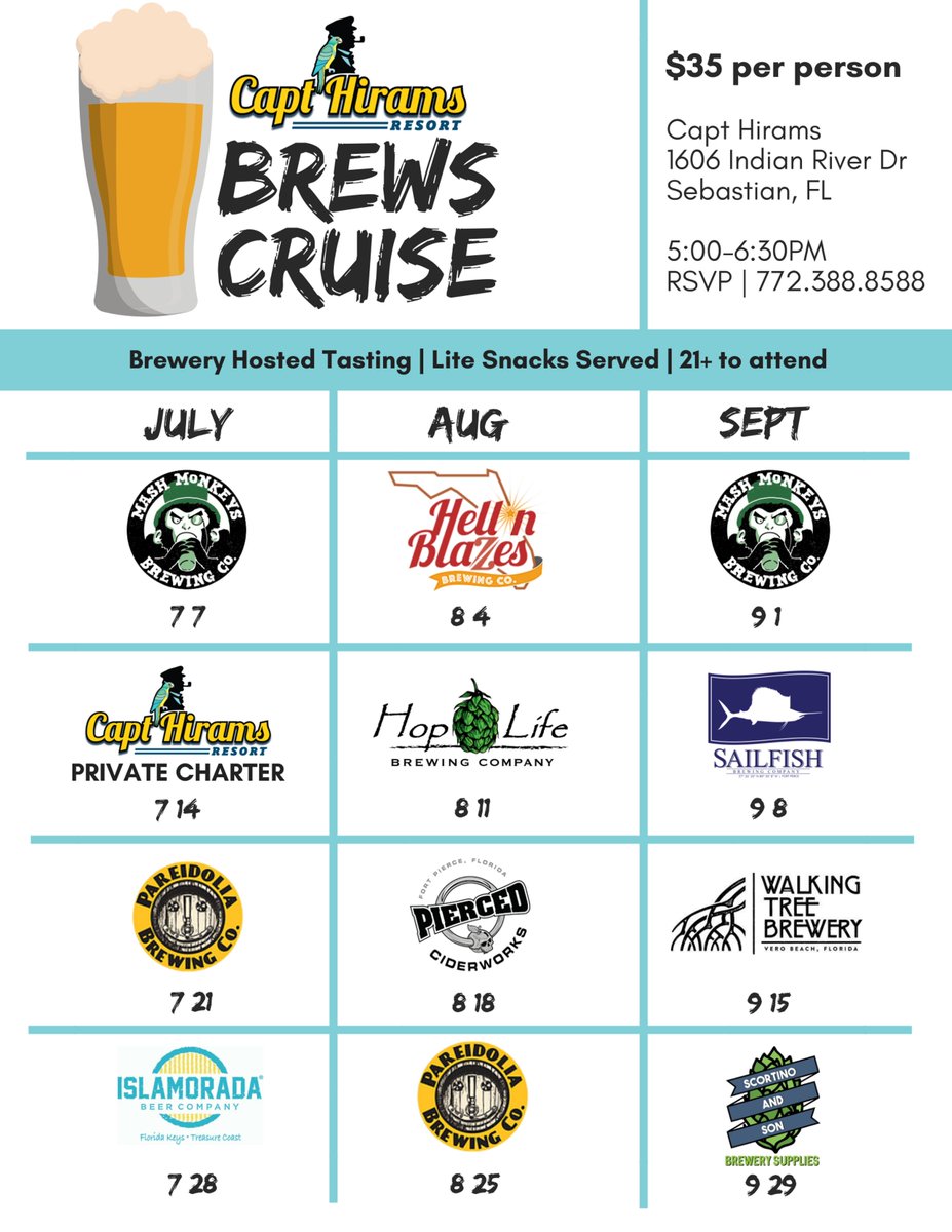CaptHirams's tweet image. You gotta join us!  It's really a blast.  Cruise 1.5 hours from resort to Sebastian Inlet- #dolphins #manatees #stringrays and #beer from the finest #breweries around! @PareidoliaBrew @IslamoradaBeer @HellNBlazes @WalkingTreeBrew @SailfishBrewing @Hoplifebrew - 772.388.8588