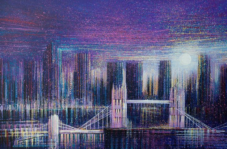 Tower Bridge, London, At Midnight by <a href="/marctoddart/">Marc Todd</a> via <a href="/artfinder/">Artfinder</a> #acrylic #painting #art  artf.in/WedF6g