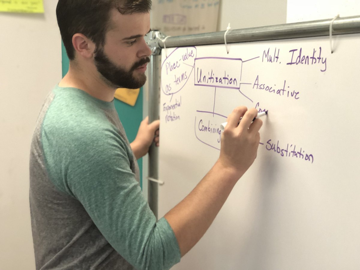 thenumberlab's tweet photo. Teacher cartographer at work! Isaac begins mapping out ideas for a unit that stems from unitization. #EdCollab18 https://t.co/aAi9AkTfIt