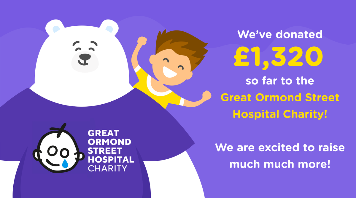 We are up to £1,320 in donations! 😀 <a href="/GreatOrmondSt/">Great Ormond Street Hospital for Children</a>