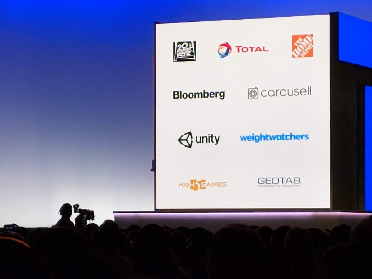 ncawse's tweet image. Humbled and proud to be included on the list with these big companies. Google showing who uses their machine learning and big data products in their keynote now at Google Next conference in San Francisco