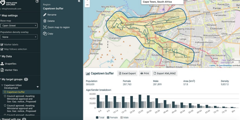 Pop_Explorer's tweet image. #Planners #policymakers use hubs.ly/H0d06Sk0 application to analyze #population #demographic data around city zones. ~570k people live within 1 km buffer around a #CapeTown #Urban #Development Zone @ArcGISHub @CityofCT #knowyourmarket #tech #startup #results #innovate