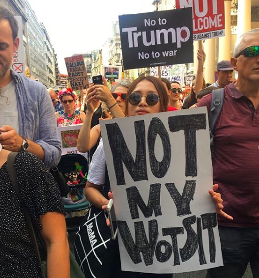 Purpose's tweet photo. Today we marched! Here’s some of our London team at the Stop Trump rally!
#TrumpVisitsUk #TrumpDemo #Trump #DonaldTrump #Wotsit #Wotsits #TrumpBaby #TrumpProtest #London #Resist #StopTrump https://t.co/fUcdHAsuwE