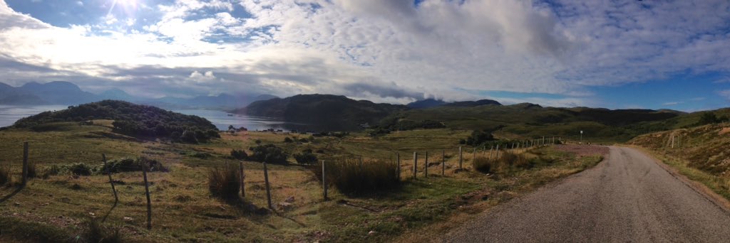 ChrisArmishaw's tweet photo. We all ride so many different beautiful roads, but there can be few as fine as the west coast of #Scotland #NC500 route #Westerross #cycling what a privilege to ride here. https://t.co/jbZ6gluA3h