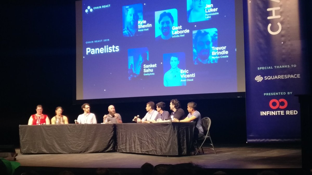 GroundControl's tweet image. Panel talking about AirBnB's retreat from #reactnative. I think most people I've talked to are in agreement that Airbnb had organizational, cultural, and brownfield technical challenges that made RN adoption difficult. #ChainReact2018