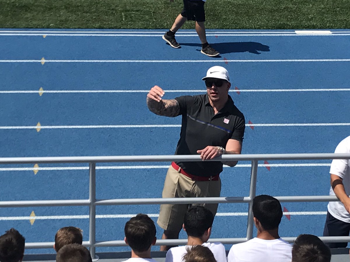CaldwellFBall's tweet photo. Thank You to @davediehl66 @Giants for coming by the Caldwell Chiefs Football Camp to talk to our kids. It was an honor to have a 2 time Super Bowl Champ at Bonnel. Your message was amazing and we appreciate you giving your time to all of the kids.
#BleedBlue
#85Strong https://t.co/AGwut9nmWy