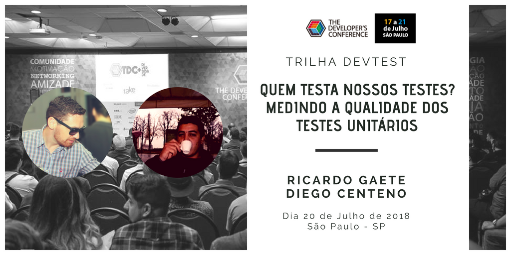 centeno's tweet photo. Tá sem nada melhor para fazer na sexta-feira (20/07)?
Vem assistir eu e o Ricardo Gaete no @TheDevConf, em São Paulo.
Vamos falar sobre como medir a qualidade dos seus testes utilizando Mutation Tests. #TheDevConf e #TrilhaDevTest https://t.co/FtUjjgnsXP