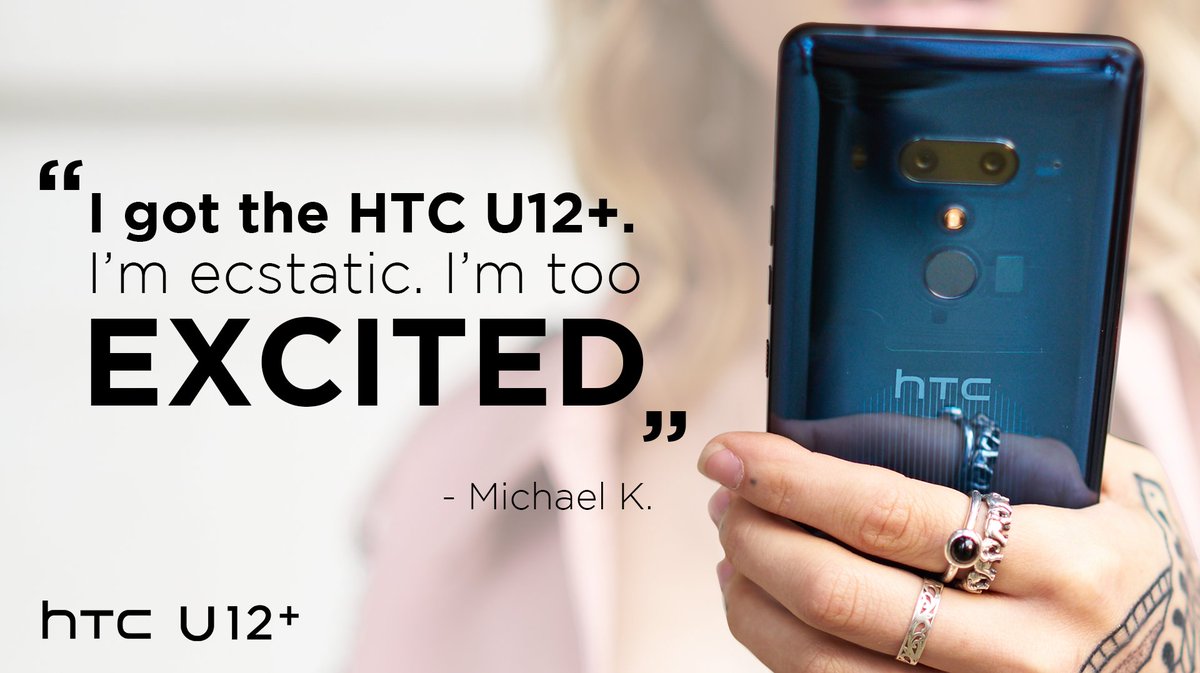 HTCCanada's tweet photo. With so much squeezed into the HTC U12+, we understand his excitement.  #HTCU12Plus https://t.co/FyrIaH47Xb