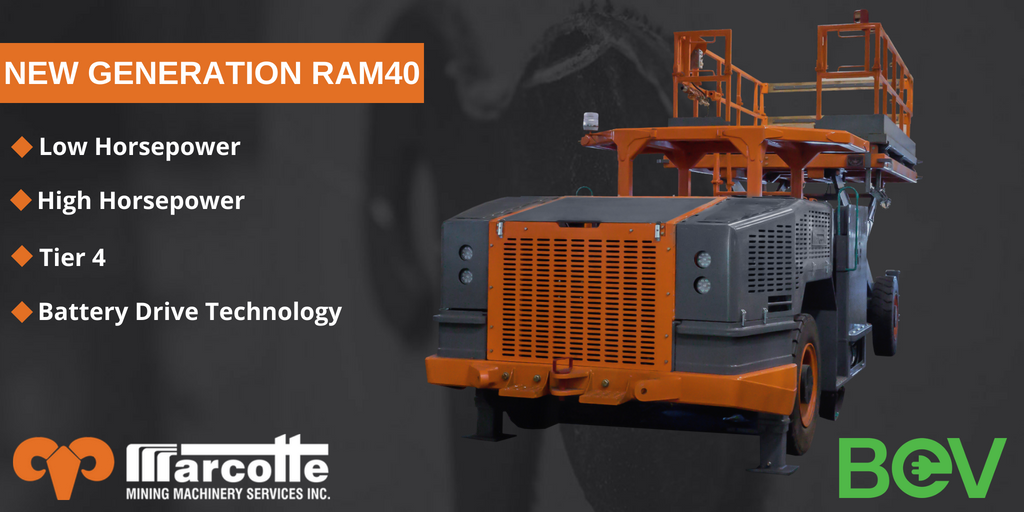 MarcotteMining's tweet photo. The new generation #RAM40 is able to easily integrate either low horsepower, high horsepower, Tier 4 or our new battery drive technology. To learn more visit: https://t.co/1nA84fewrW
#BatteryElectricVehicle #Mining #UndergroundMining https://t.co/DwCG1qF4Di