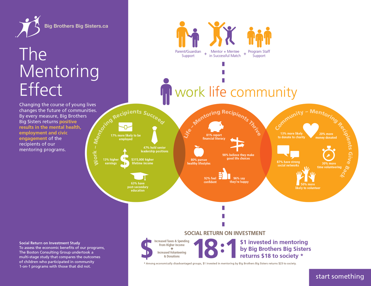 Программа хай. Менторинг. Инфографика братья и сестры. Social Return on investment. Mentoring benefits.