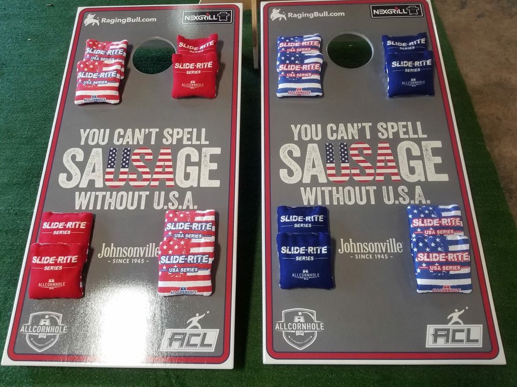 ThomasDowler's tweet photo. @Johnsonville @iplaycornhole I’ve been tuning in but need a set of boards to start practicing. You don’t have an extra set of these @Johnsonville @iplaycornhole sets laying around do ya???👀👀 https://t.co/iE0Pt8ZkdS