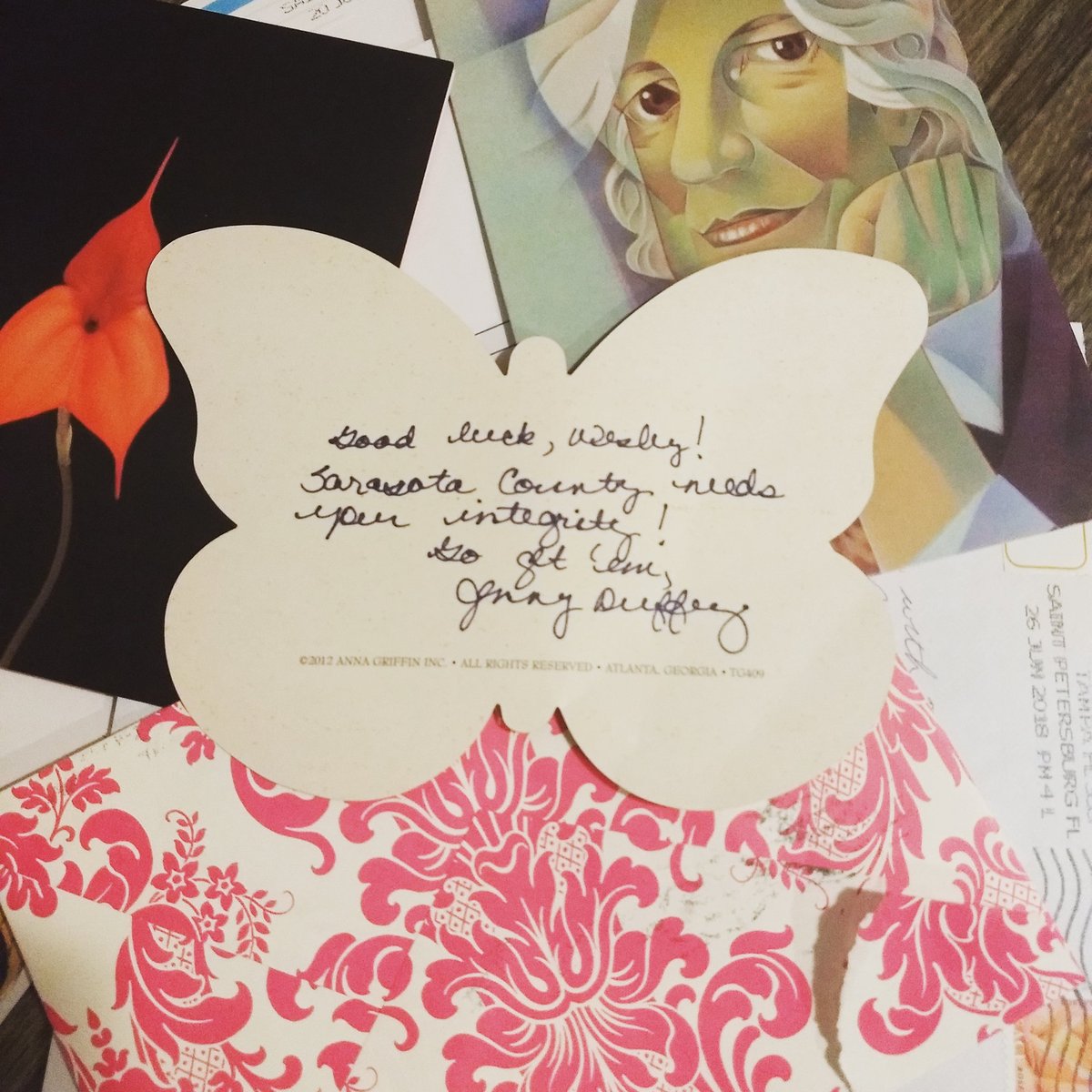 WinWithWesley's tweet photo. I read everything that comes through our mailbox and these always bring a smile to my face. You all keep me going!
"Good luck, Wesley! Sarasota County needs your integrity! Go get 'em!”
#BlueWave2018 #grassroots #thankyou #winwithwesley https://t.co/1PDLmOS6bf