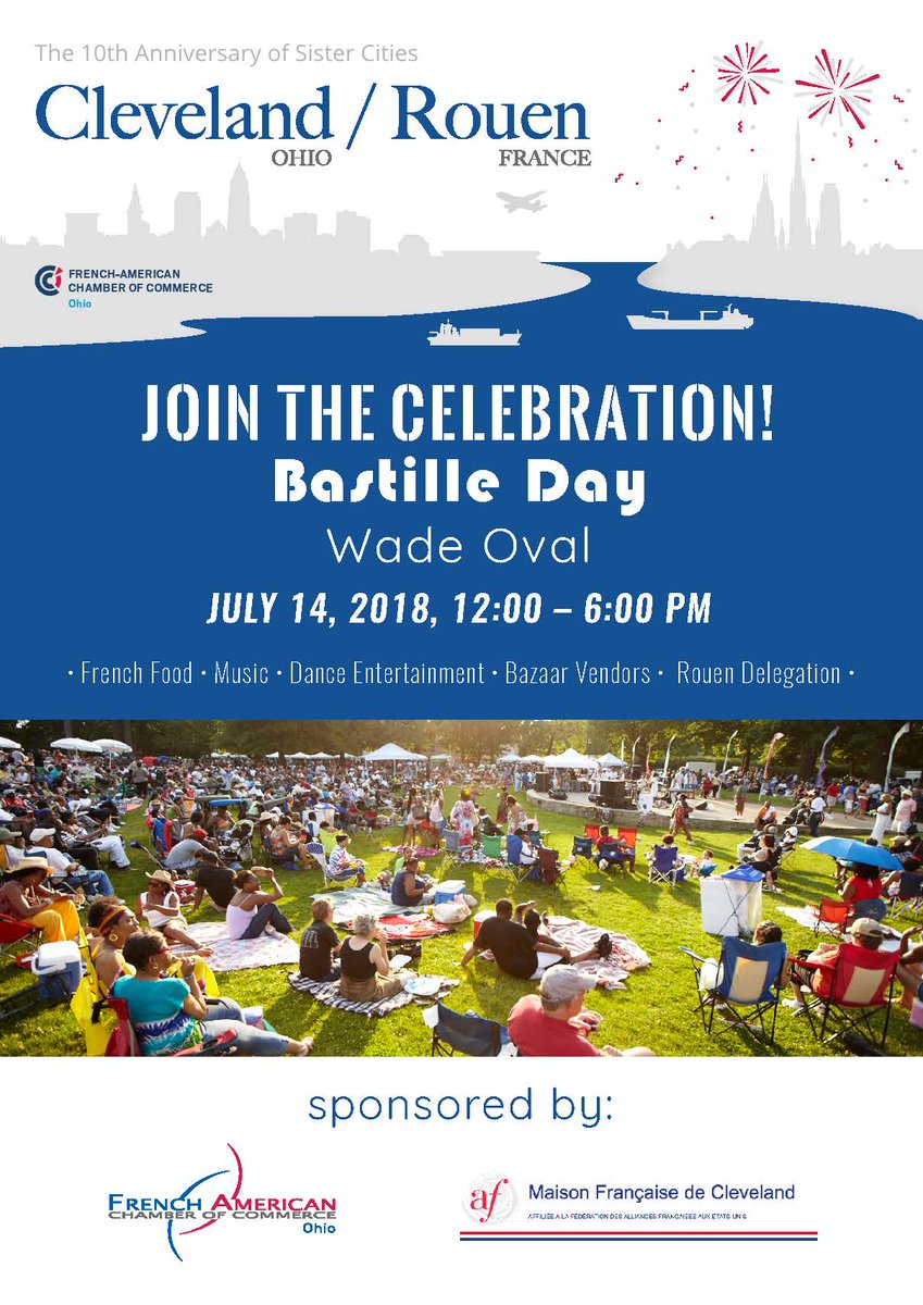 CityofCleveland's tweet image. It's a great day to check out these #BastilleDay events in Ohio City and at Wade Oval today in honor of our Sister City @rouen.