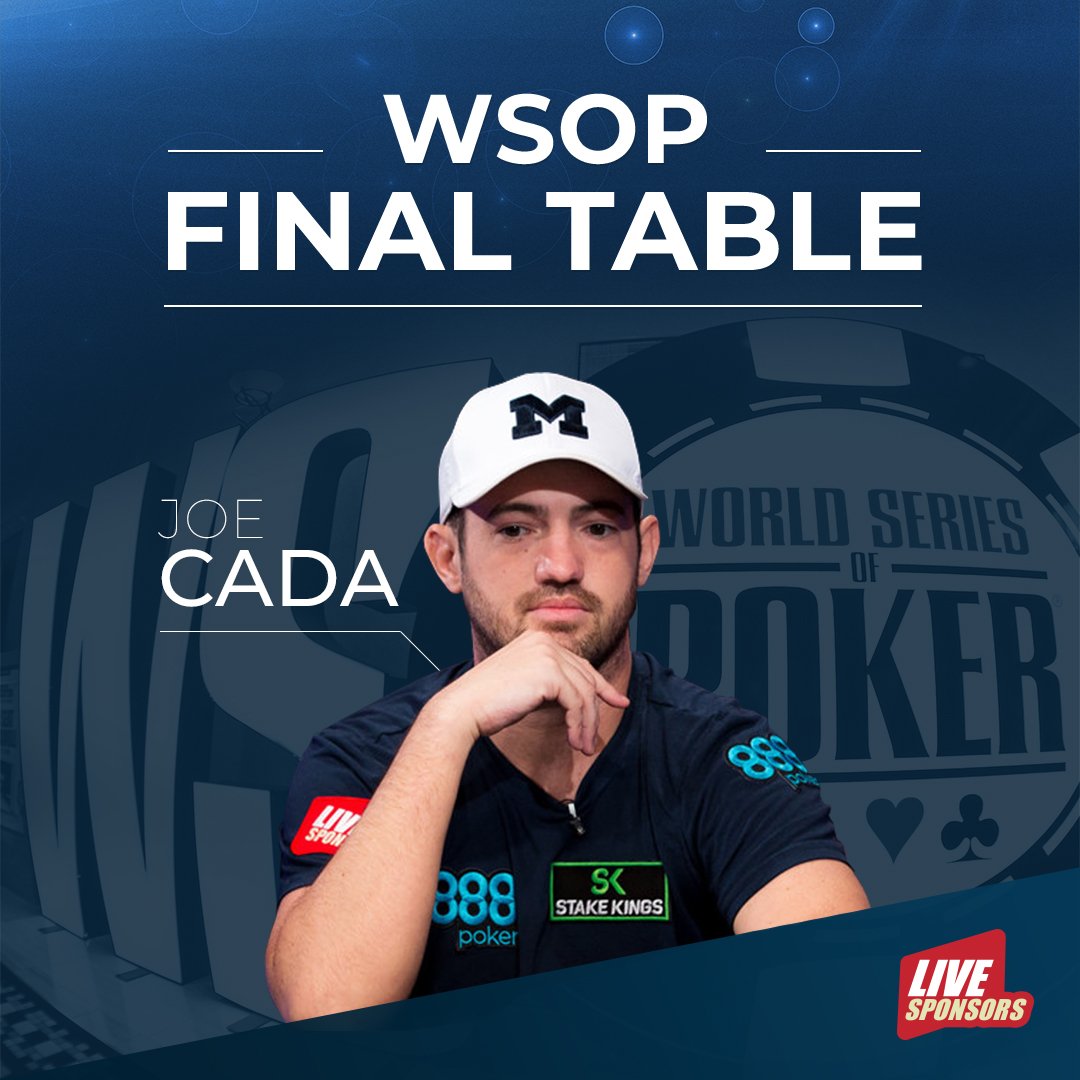 LiveSponsors's tweet photo. LiveSponsors’ @cada99 is playing for his second WSOP Main Event Title! Go Joe! https://t.co/dTJr9MvjA6