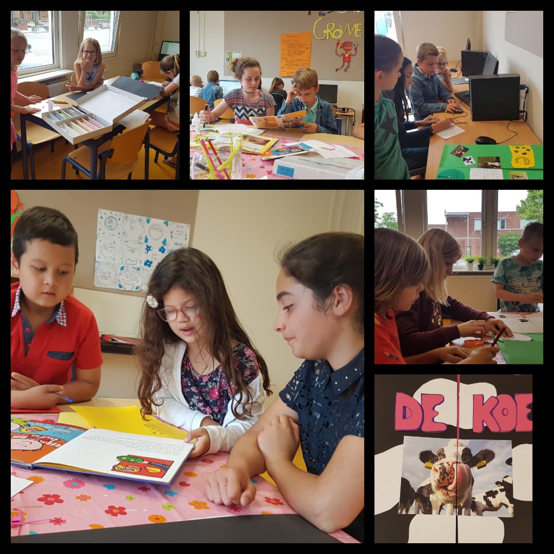 Plusgroep 3-4 heeft met hulp van 4 kanjers uit groep 8B een lapbook gemaakt over het thema: de koe. Samen eerst informatie lezen, erover praten en daarna verwerken. #Verdieping van het thema. #betekenisvol onderwijs