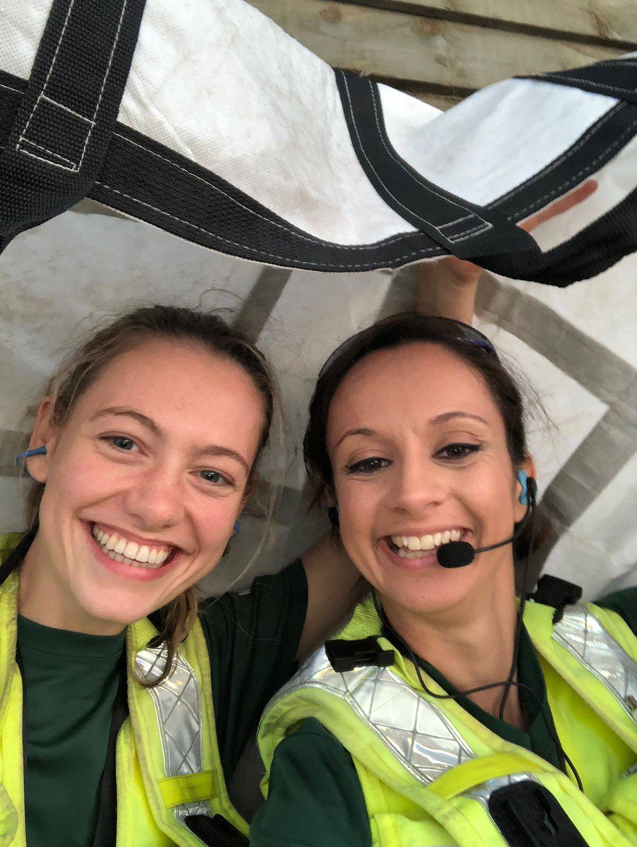 SJALondonMRT's tweet photo. CODE RAIN, CODE RAIN! The heavens have absolutely opened at #BSTHydePark. Thankfully, the famous MRT carry sheet serves many uses...๐ง๏ธ #MySJAday https://t.co/ZzLBM2jbOA