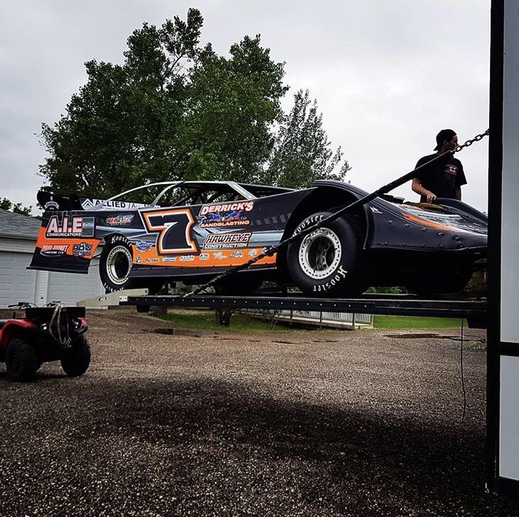 weissracing7's tweet photo. We’re on the road headed to @bestdirttrack to race with @WoOLateModels tonight who’s coming? Come to trailer for some new gear or just an autograph and say hi ☠️ #WeissRacing #TeamZero @ShawnGage2 https://t.co/Nf4j5KROOK