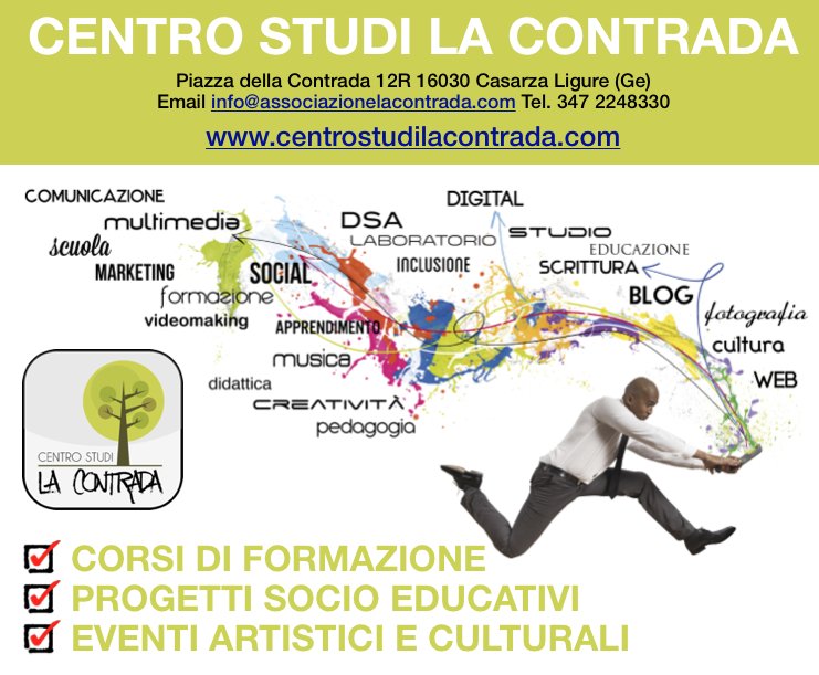 contradacasarza's tweet photo. Scopri l'offerta formativa, artistica e culturale del Centro Studi La Contrada, centro di formazione a #Casarza Ligure: #web #multimedia #arti e #musica ▶ https://t.co/RI7Nct9Gyu https://t.co/nXiRTtaDPN