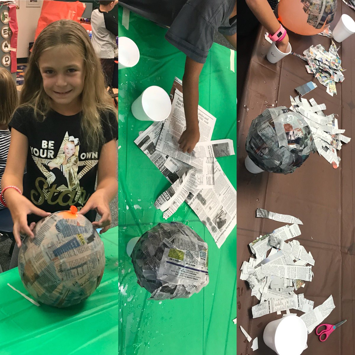 StephanieAdria7's tweet photo. More art class fun. Paper Mache day one. #recycle @PVSDCamarillo @TLSJoseph https://t.co/vMUKYLMdOM