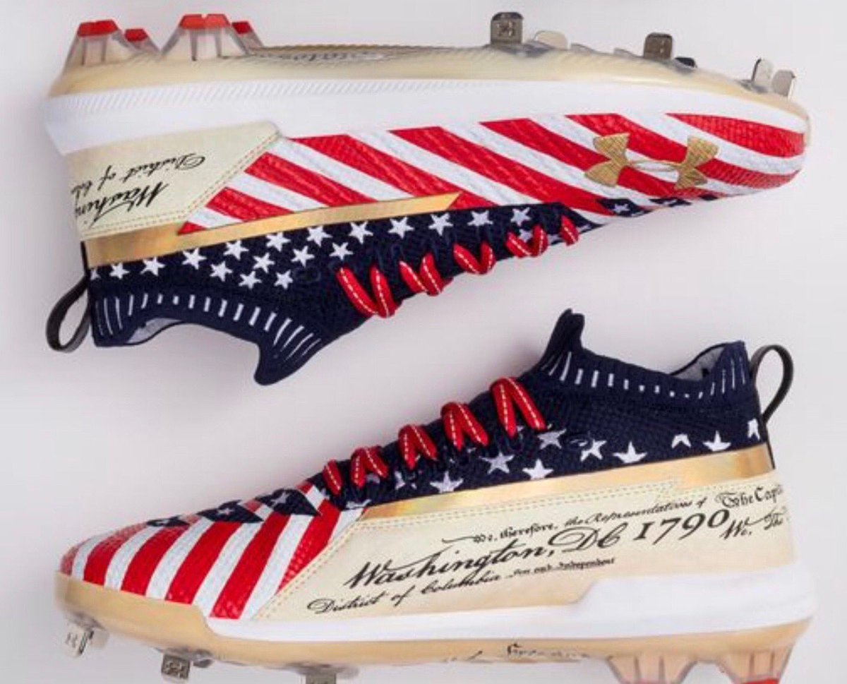 Darren Rovell on X: Up Close: Bryce Harper's Louis Vuitton-Supreme cleats  tonight, only one pair made customized by @SolesBySir.   / X