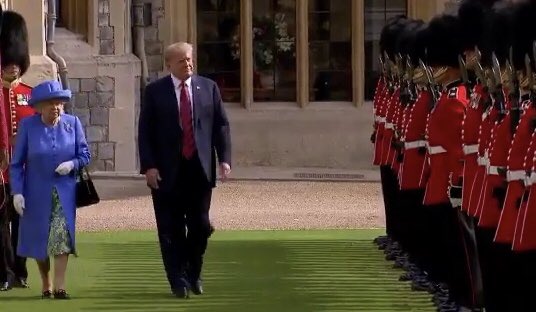 megamouthtweets's tweet photo. No conversation. Awkward as always. Keeps their distance. Just another embarrassing meeting between @realDonaldTrump and a world leader. #TrumpVisitsUK #PoorLiz https://t.co/nU4B1kmynH