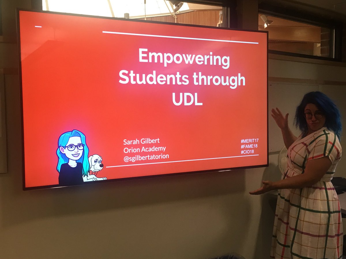 miagittlen's tweet photo. Learning from the super star @sgilbertatorion about how to use #edtech for #UDL at #MERITcon18 with #merit18. She’s def @krausecenter winning: #merit17 #fame18 #cio18 https://t.co/gCJ7zTArex