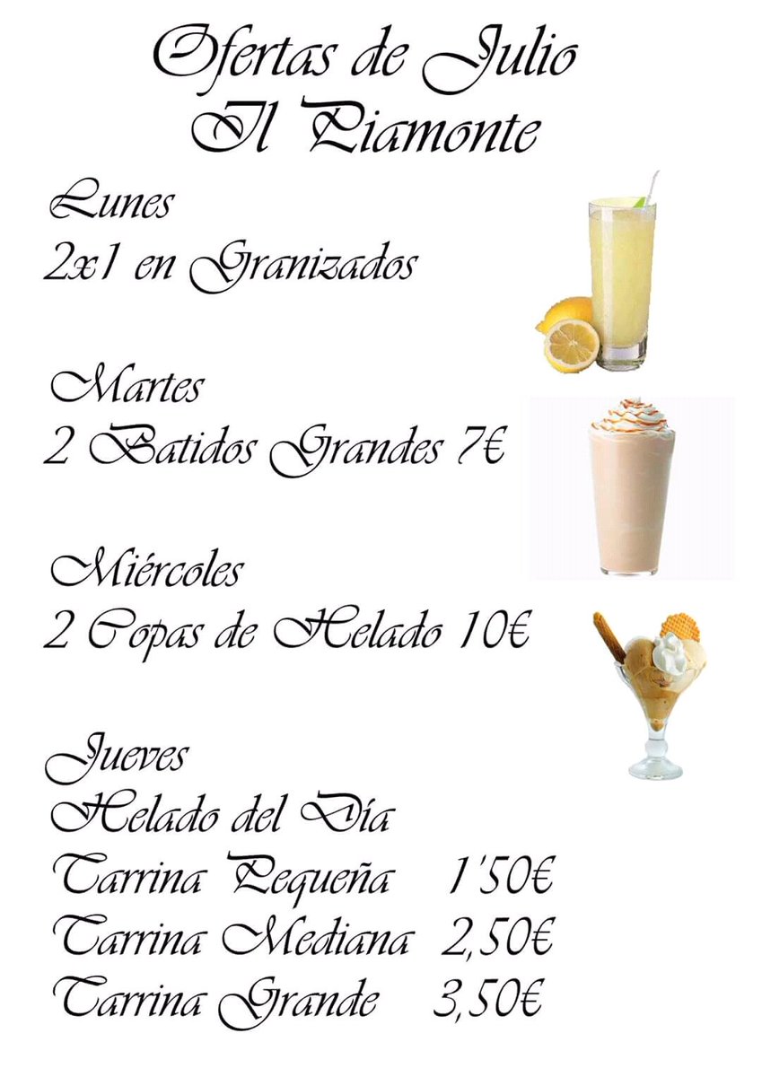 ilpiamonte's tweet photo. ¡Ofertas de Julio en @ilpiamonte!
Sorteamos una Tarrina de Helado de 1L. del sabor que elijas entre todos los que hagáis RT y nos sigáis.
Anunciamos el ganador el 31 de Julio. https://t.co/zCukzXWh5v