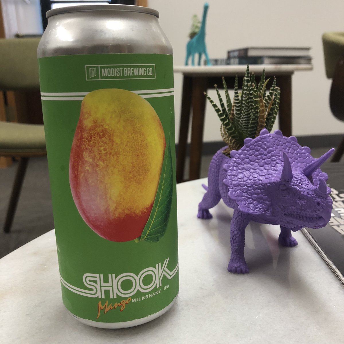 hoppylawyers's tweet photo. When youβre the only one left in the office on a summer Friday afternoon (other than the dino planters), itβs time to get #shook #mangostyle @ModistBrewing https://t.co/h3gdzare0Z