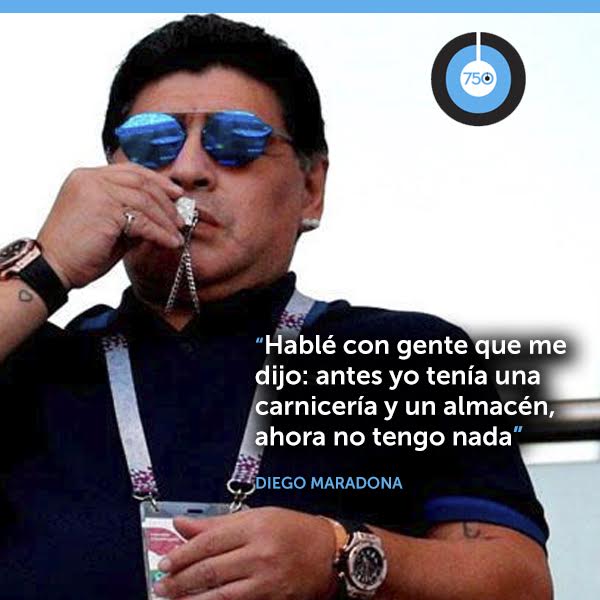 AM750's tweet photo. En #LaMañana de @VHMok, #DiegoMaradona opinó sobre la crisis económica que afecta a nuestro país. 
Escuchá la nota ➡ https://t.co/dRQk49YpdG https://t.co/kSHmveISWj