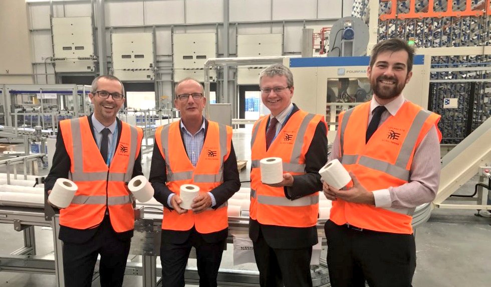 Cllr_Mike_Green's tweet photo. I had a great visit today to #Accrol Paper in my division in #Farington with my @LCCToryGroup colleagues Tim Ashton, @AidyRiggottBV and @edwardscharlie - a super #Lancashire business which is growing quickly. #GrowingLancashire https://t.co/xZxufjWsEW