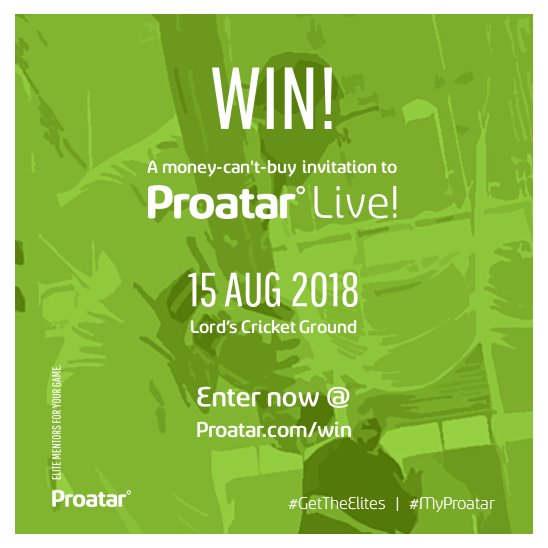 Proatar (@proatar) on Twitter photo #Competition ⏰
Could you be free in London on 15th August?
Imagine getting personalised #cricket tips from Proatar's elite mentors at <a href="/HomeOfCricket/">Lord's Cricket Ground</a>'s indoor school @MCC_Academy!
Get involved at proatar.com/win 🏆🏏🤞
#Cricketfamily #Win
#GetTheElites #MyProatar #Competition ⏰
Could you be free in London on 15th August?
Imagine getting personalised #cricket tips from Proatar's elite mentors at <a href="/HomeOfCricket/">Lord's Cricket Ground</a>'s indoor school @MCC_Academy!
Get involved at proatar.com/win 🏆🏏🤞
#Cricketfamily #Win
#GetTheElites #MyProatar