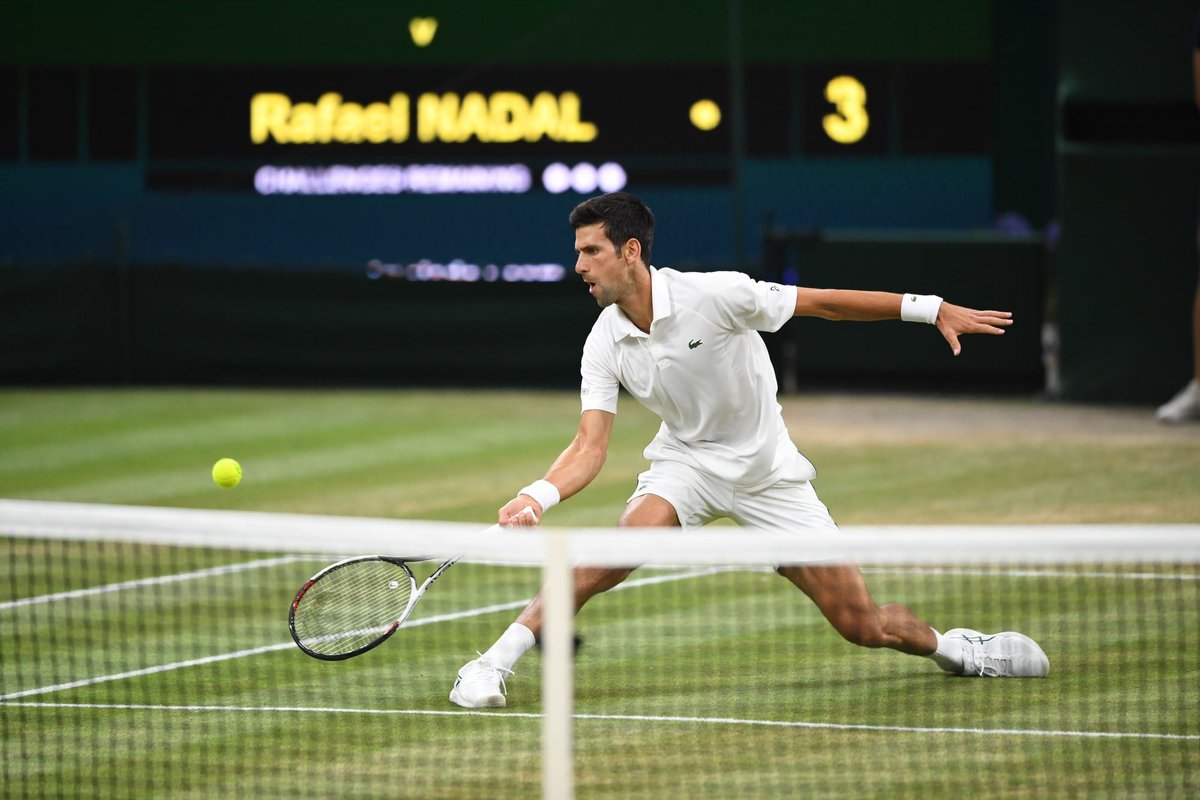 Leading the way... 

<a href="/DjokerNole/">Novak Djokovic</a> wins the first set against Rafael Nadal 6-4 on Centre Court

#Wimbledon