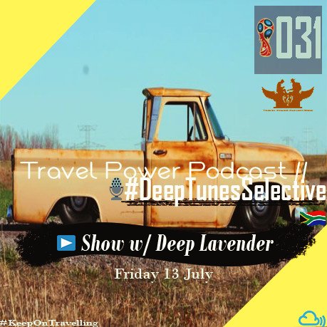 TravelPowerPod's tweet photo. Yup! Super great Friday evening! We on it again, #Show031 today by @DeepLavender420 on the #DeepTunesSelective show, tune in!!!
▶ Stream: https://t.co/YKrOcrl9K6
▶ Download: https://t.co/nosoxWHzba
#Podcast #DeepHouse #Chillout #TPP https://t.co/hO5Y01nH1N