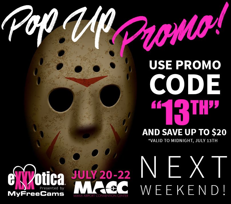 EXXXOTICA's tweet photo. Who Thinks Friday The 13th Is Bad Now? Get Up To $20 OFF Your Ticket Price, Today Only! Use Promo Code "13TH" - (https://t.co/6IbIk6GpTc) GoVIP! #EXXXOTICA #Miami #NewJersey #event #ticket #sale #TilMidnight https://t.co/k1XFzeWxks