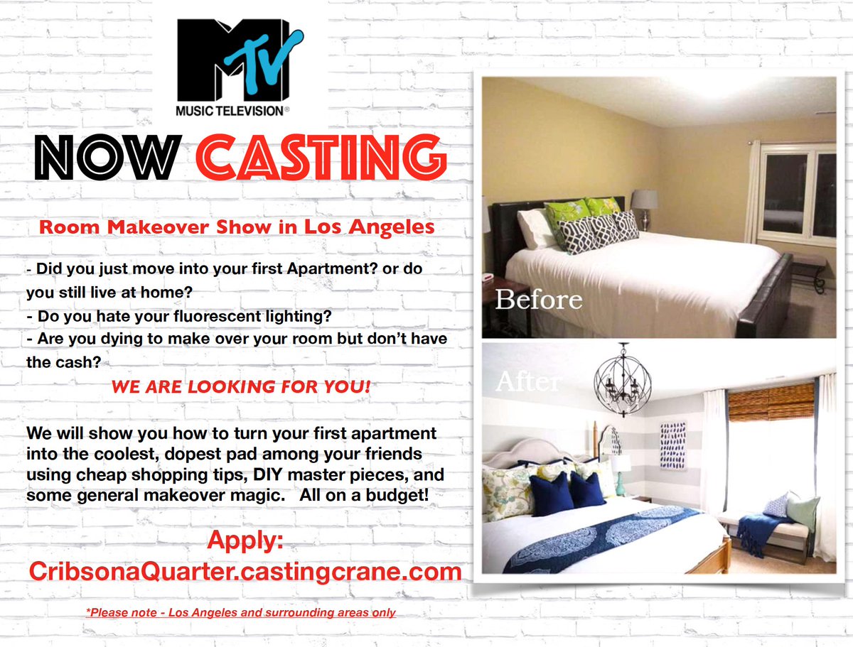 Looking for people in #losangeles (18-25) who are living in their #firstapartment and want a room #makeover - apply here - cribsonaquarter.castingcrane.com