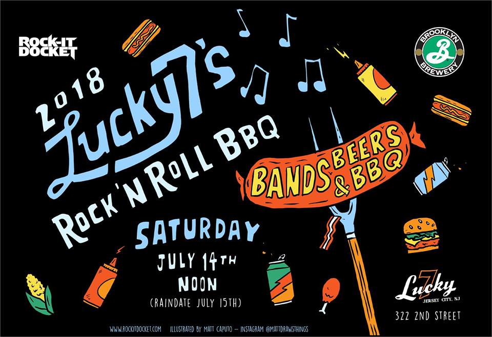 TOMORROW is the 2018 L7's Rock 'n Roll BBQ! Starting at 1pm outside @lucky7tavernjc!! Music by @Changeorder /\ <a href="/heyannamusic/">HEY ANNA</a> /\ @TheBatteryElectric /\ @thecomponentsband /\ @crazyandthebrains! ow.ly/G4xT30kWHjs #bbq #blockpart #jerseycity #dtjc #jerseycitymusic #njmusic