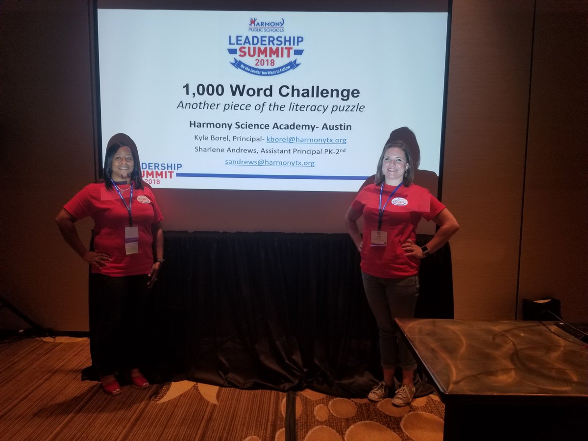 KyleBorel's tweet photo. Enjoyed my first presenting experience at #HarmonyLeads18 sharing about the #1000WordChallenge with @HSAMrsAndrews #FocusOnFluency Thank you for the opportunity! https://t.co/qF2fPWQ4xA
