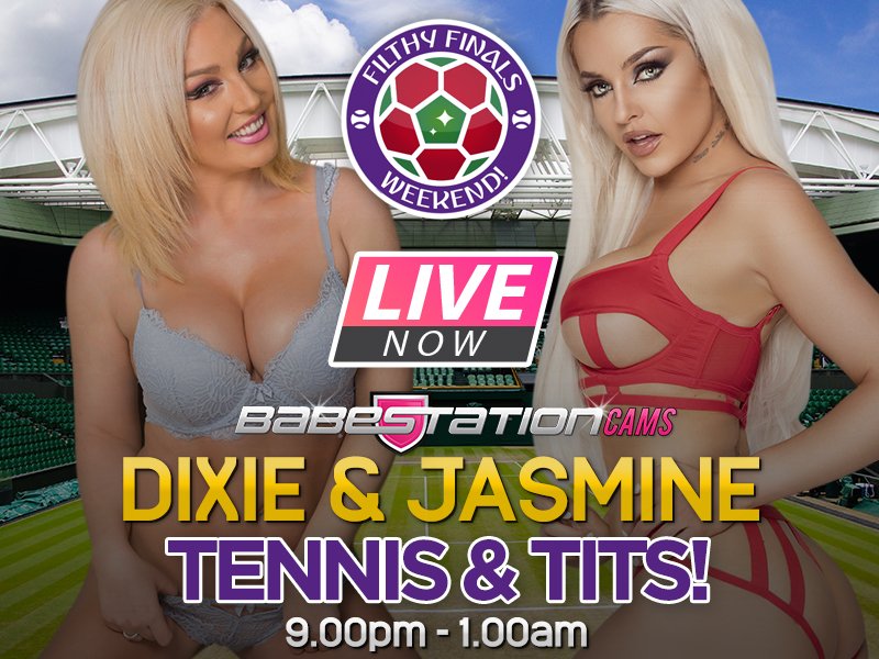 LIVE NOW: Tennis &amp; Tits 🎾🔞 
feat. @JasminMxx &amp; @Dixielovesit 🔥 

Streaming Here 👇
https://t.co/zFLfUkfBdc https://t.co/xAhDsxxg7o