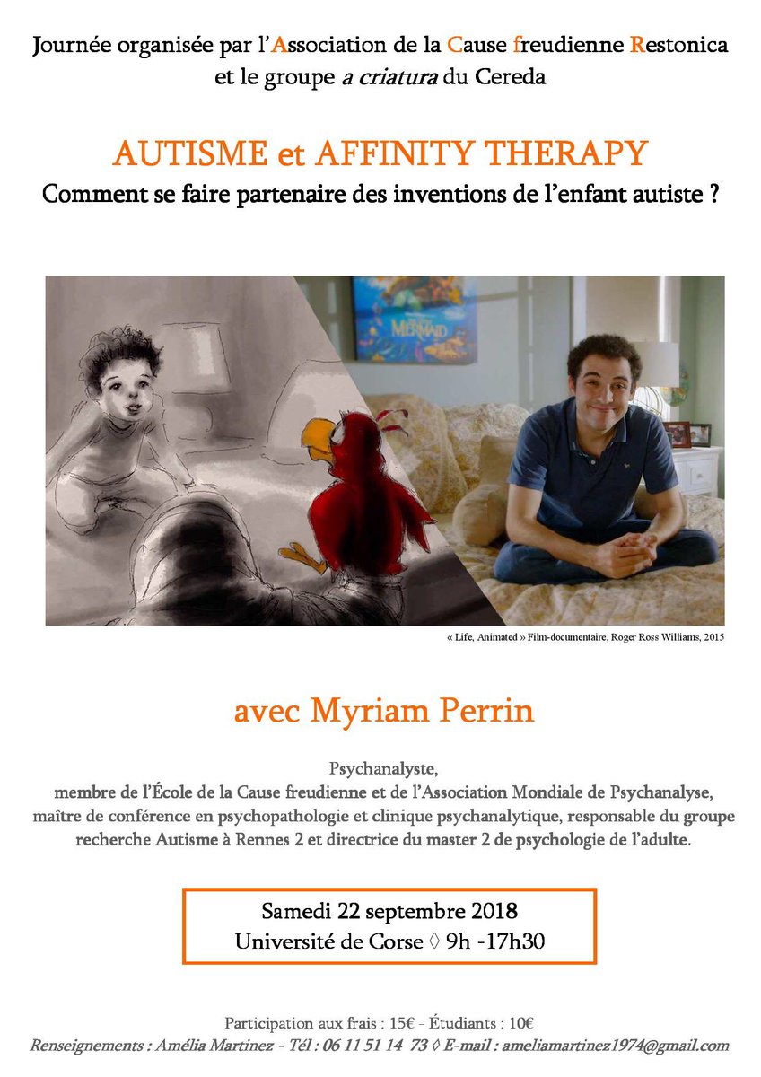 ECF_AMP's tweet photo. .@ACFRestonica #CORTE : AUTISME ET AFFINITY THERAPY - AVEC Myriam PERRIN - 22 SEPTEMBRE @MyrPerrin #autisme #affinityTherapy @AffinityTherapy https://t.co/NPyWHEl15X