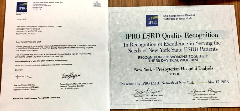 ronsjvill's tweet photo. Kudos to the entire NYP dialysis team! #hardworkpaysoff #justgothistothemail #teamrenalsoars #letstalkaboutquality #ipro #esrdnetwork #maintained #improved https://t.co/HjRd4ALff8