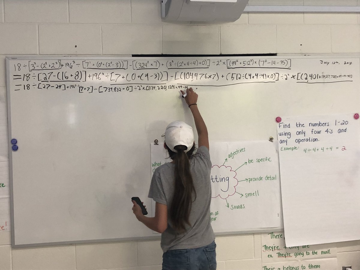 BenPlazzotta's tweet photo. From discovering the mystery of Harris Burdick to learning to make our Dash robots move through an obstacle course, Week 1 of the 6/7/8 Summer Skills Program was a success! We even found the time to solve a BEDMAS equation that barely fit on the whiteboard! @alcdsb_summer @ALCDSB https://t.co/05oc4fL548