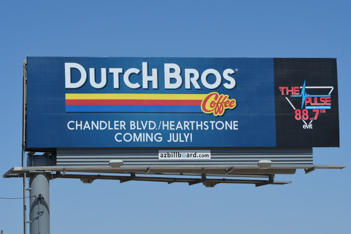 azbillboard's tweet photo. TOMORROW @ 5AM!
Dutch Bros @dutchbrosaz opens in #Chandler!
Chandler Blvd & Hearthstone, west of @ChandlerFC
Proceeds going to @ChandlerPolice K-9 unit!
Everyone's listening to The Pulse 88.7 FM @PulseRadioAZ at @EVITnews!
#DutchMafia #DutchBros #DBAZ #FriendOfThePulse #EVIT https://t.co/EyatL8FnNc