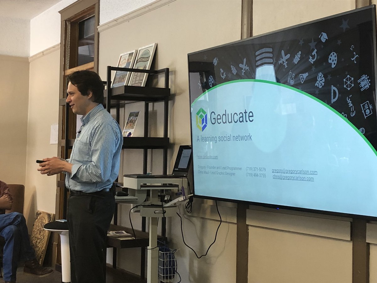 ColoTechAsn's tweet photo. We are watching some great local tech companies pitching in Cañon City at @FEDCTechSTART this afternoon including @Parachute8Data, Geducate and Click &amp; Mortar. https://t.co/YLfaJsOGTu