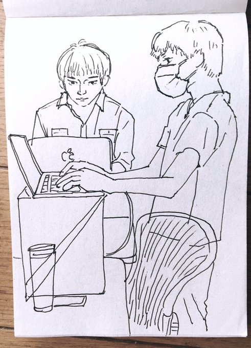 夢だった『有給に出社して同僚をドローイングしまくる』をしました。🤓 その1 #エンジニア #プログラマ #drawings 