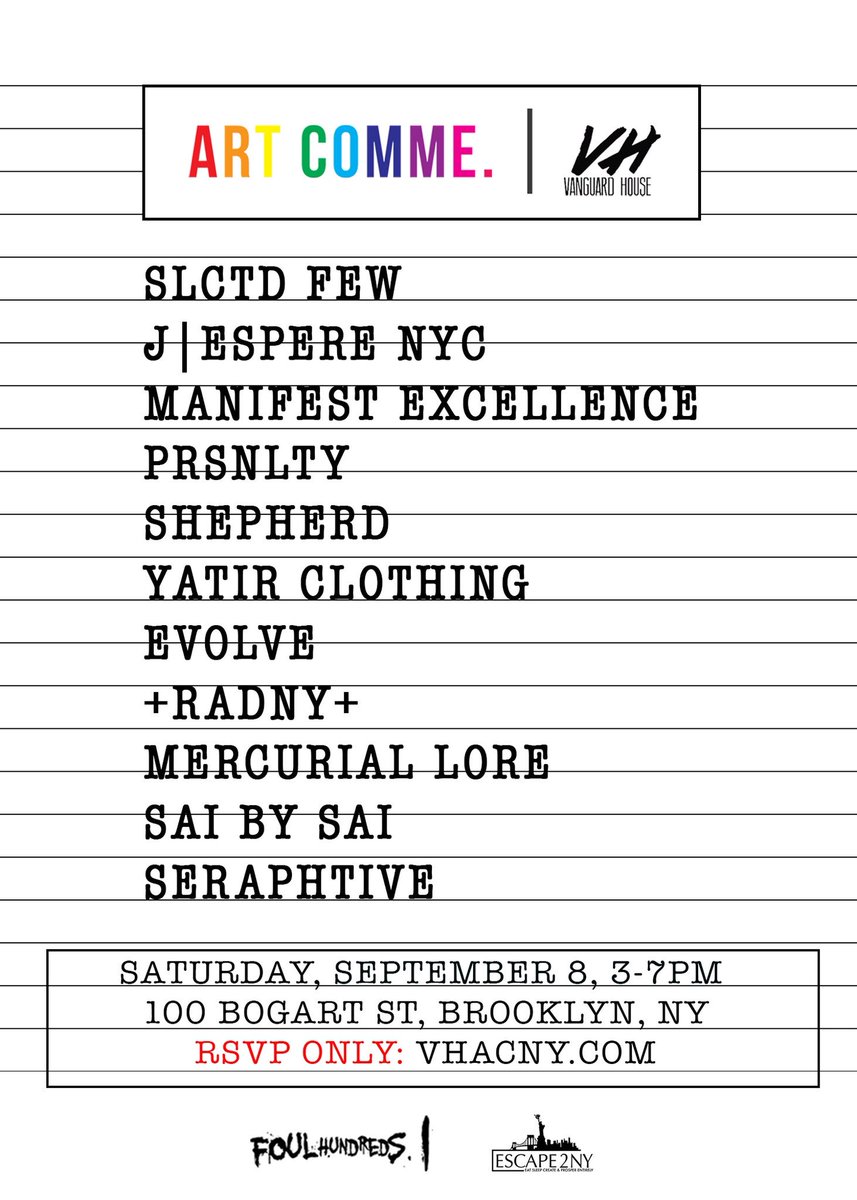 conceptualvags's tweet photo. The Vanguard House (@VHBrandMgm)  and @ARTCOMME presents a collaborative fashion show. Held during fashion week, this show features 11 talented designers. Talents ranging in womenswear, menswear, plus size clothing, and uni-sex clothing. 

Rsvp at: https://t.co/KcxAJWAeuk https://t.co/mWs01Fmppm