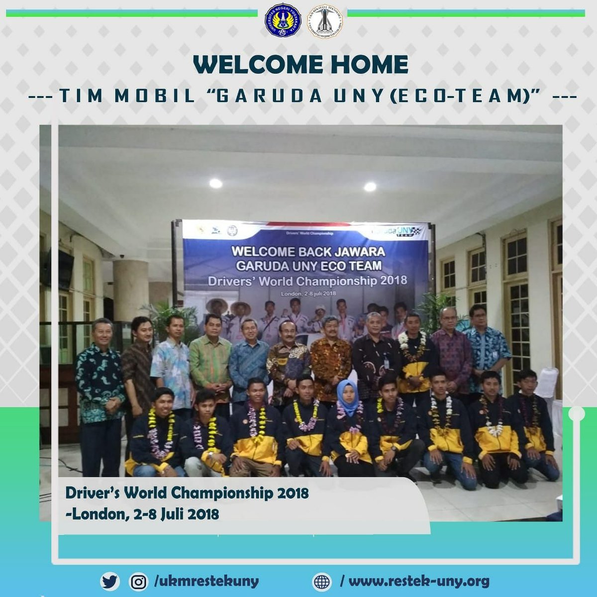 ukmrestekuny's tweet image. Welcome back @GarudaUNY , kalian tetap menjadi kebanggaan kita, tetap semangat dan jangan berhenti berlelah-lelah untuk menjadi juara
#letsflyhigh
#restekbersinergi